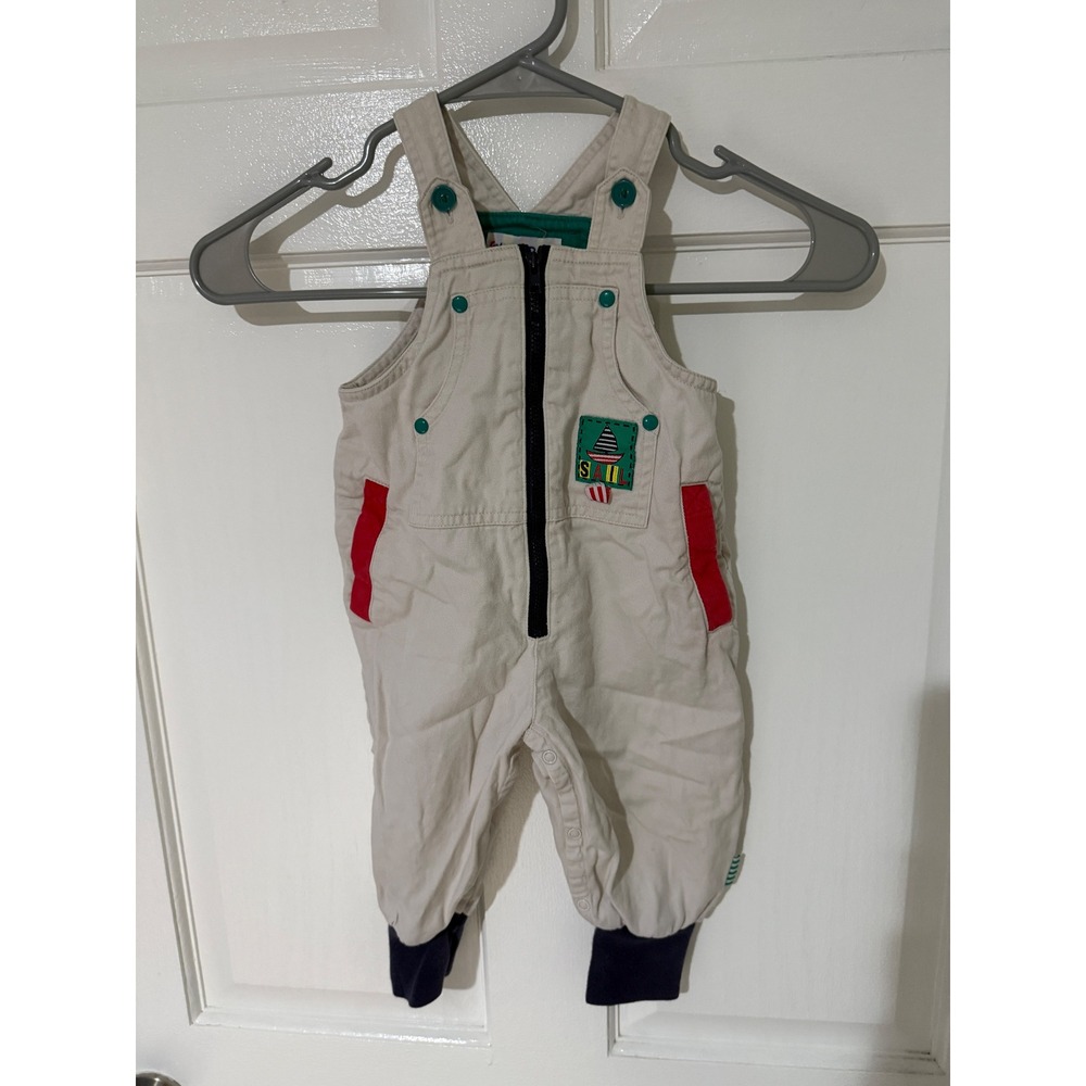 Gymboree Vintage Baby Overalls Sailor Nautical Embroidered Size 6 12 Months
